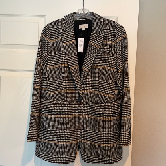 LOFT Plaid Modern Blazer - Picture 4 of 9